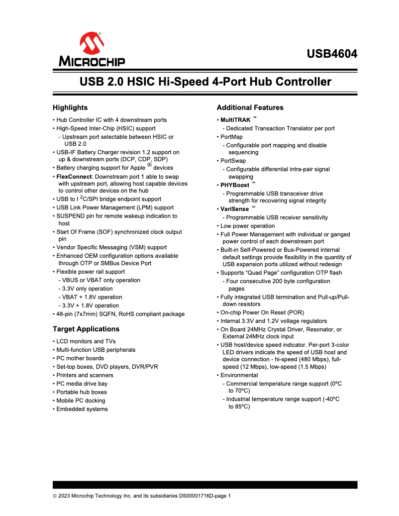 Imagen de la primera página del manual del dispositivo USB4604