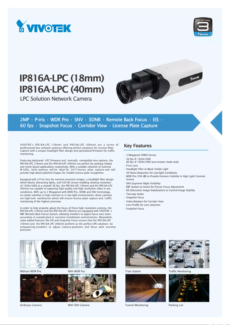 Page 1 de la notice Brochure Vivotek IP816A-LPC