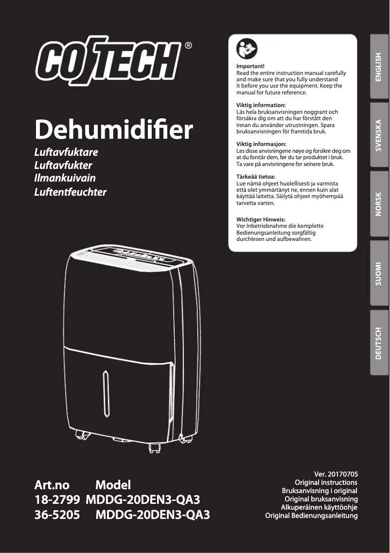 Página 1 del manual Manual de usuario Cotech MDDG-20DEN3-QA3