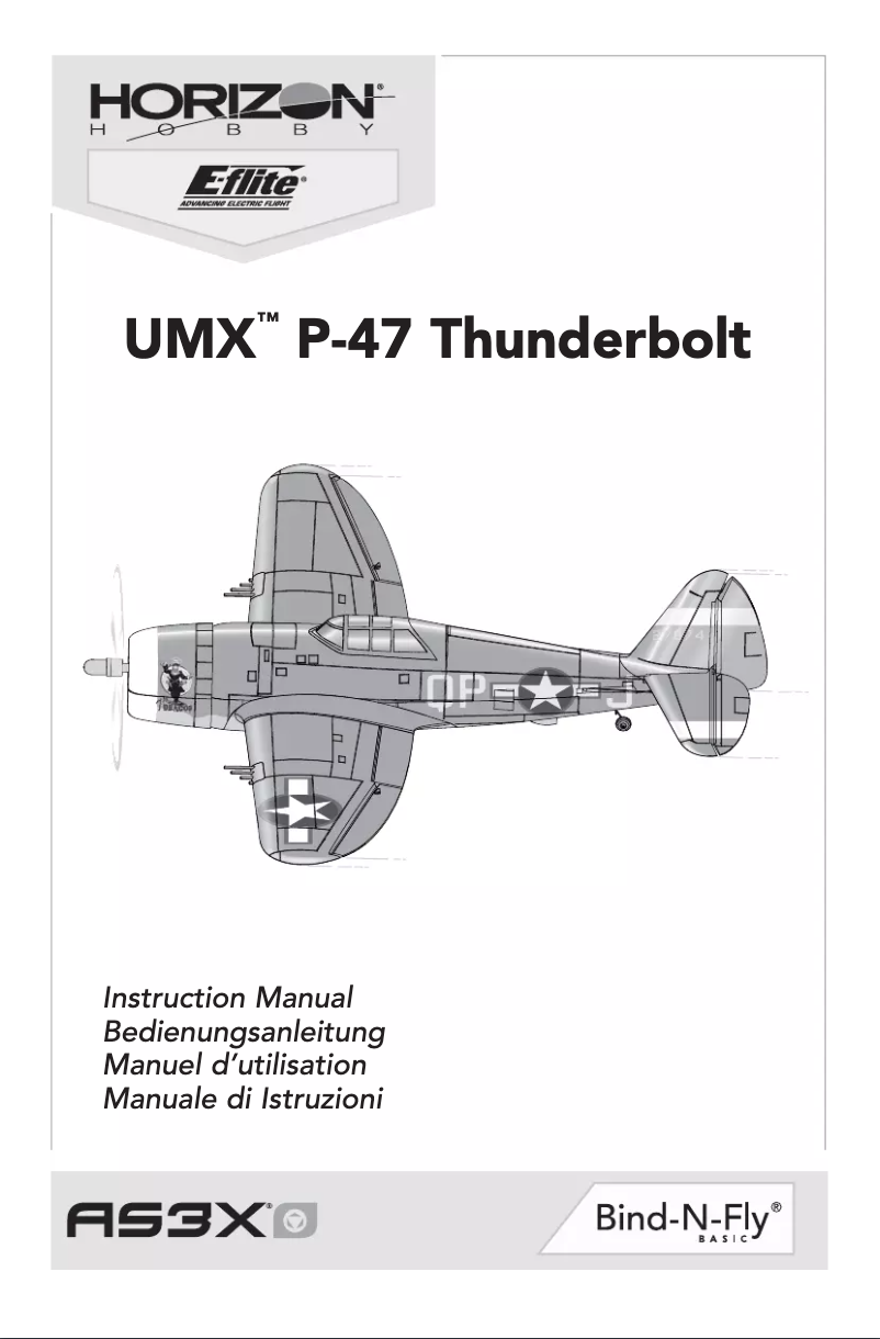 Page 1 de la notice Manuel utilisateur E-flite UMX P-47 BL BNF Basic