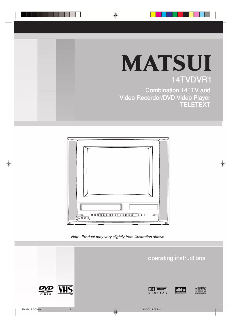 Page n°1 - Manuel utilisateur Matsui 14TVDVR1