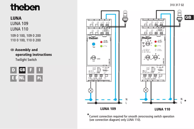 Page 1 de la notice Manuel utilisateur Theben LUNA 110 EL