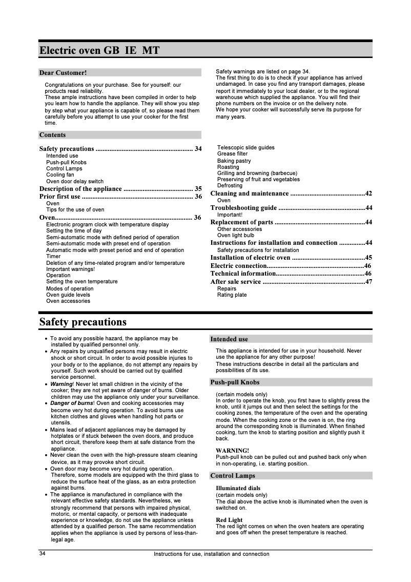 Page n°1 - Manuel utilisateur Gorenje B 7580 E