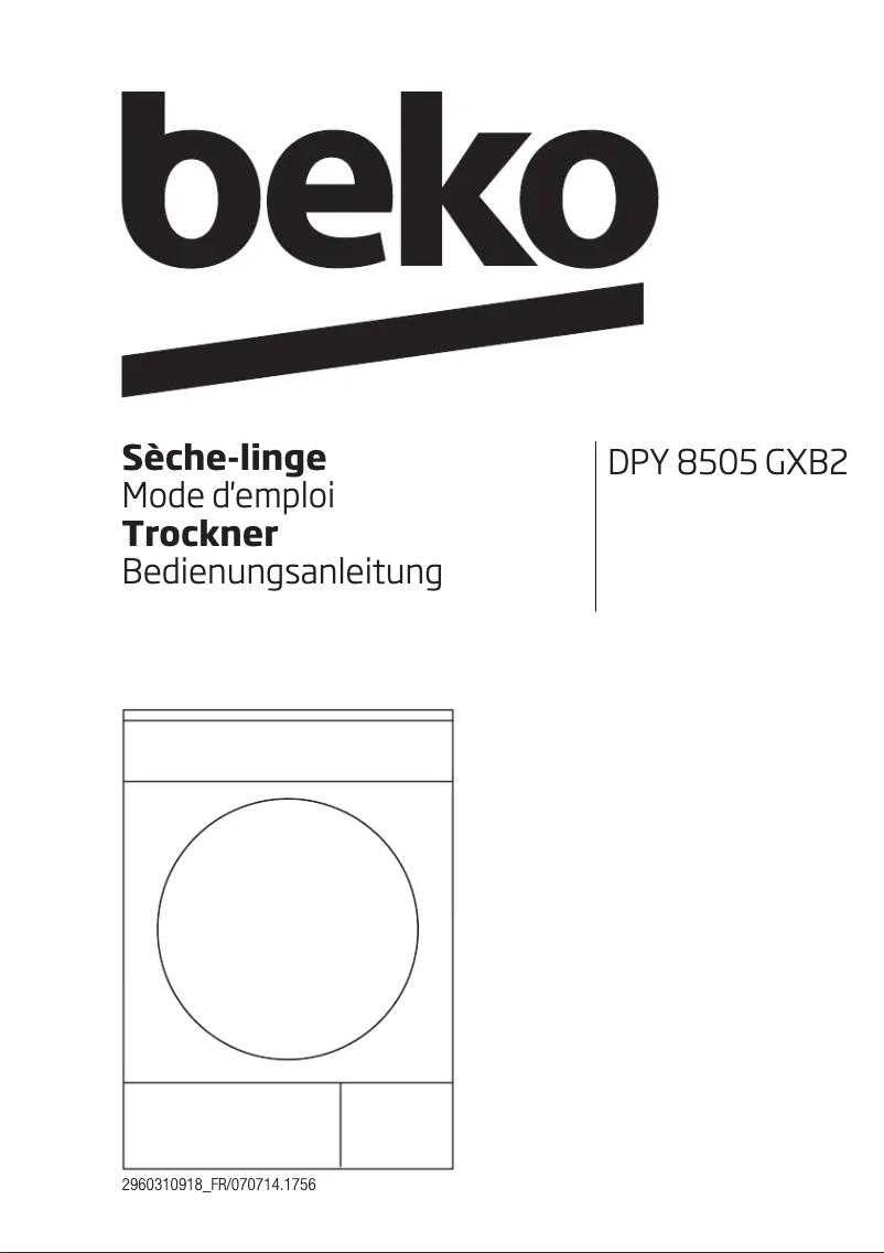 Page n°1 - Manuel utilisateur Beko DPY 8505 GXB2