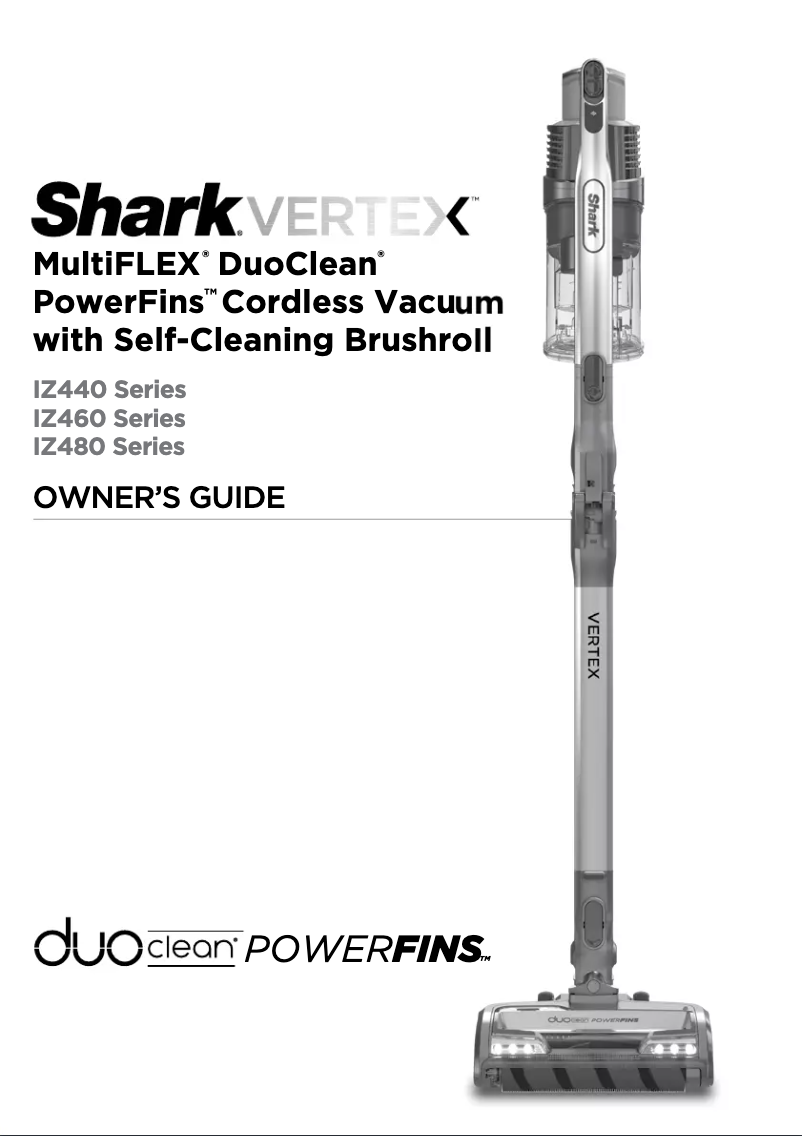 Page 1 de la notice Manuel utilisateur Shark Vertex Duoclean Powerfins IZ441HBRN