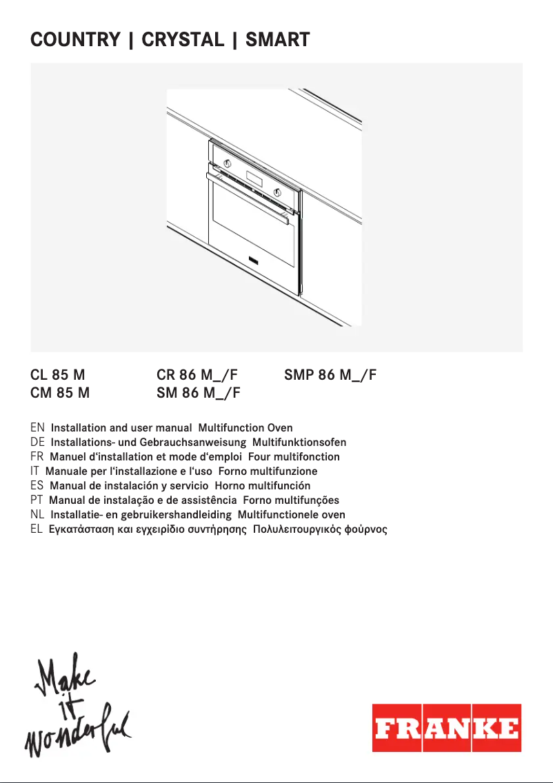 Page 1 de la notice Manuel utilisateur Franke CM 85 M GF
