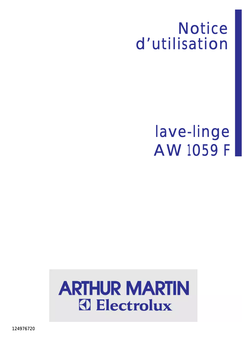 Page n°1 - Manuel utilisateur Arthur Martin-Electrolux AW 1059 F