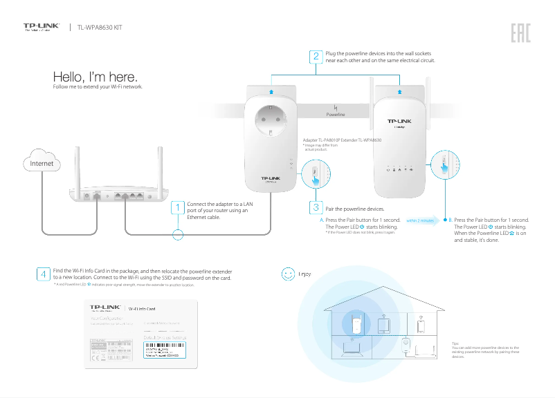 Page 1 de la notice Manuel utilisateur TP-Link TL-WPA8630KIT