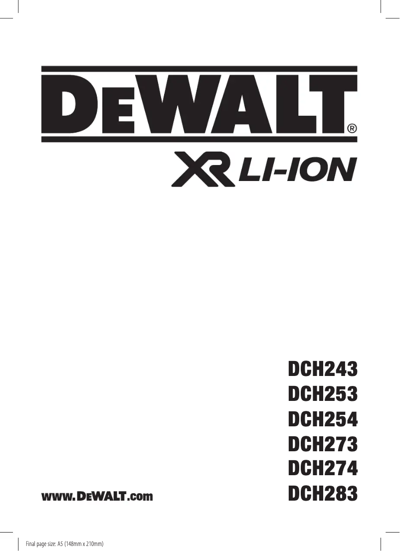Page 1 de la notice Manuel utilisateur DeWalt DCH243