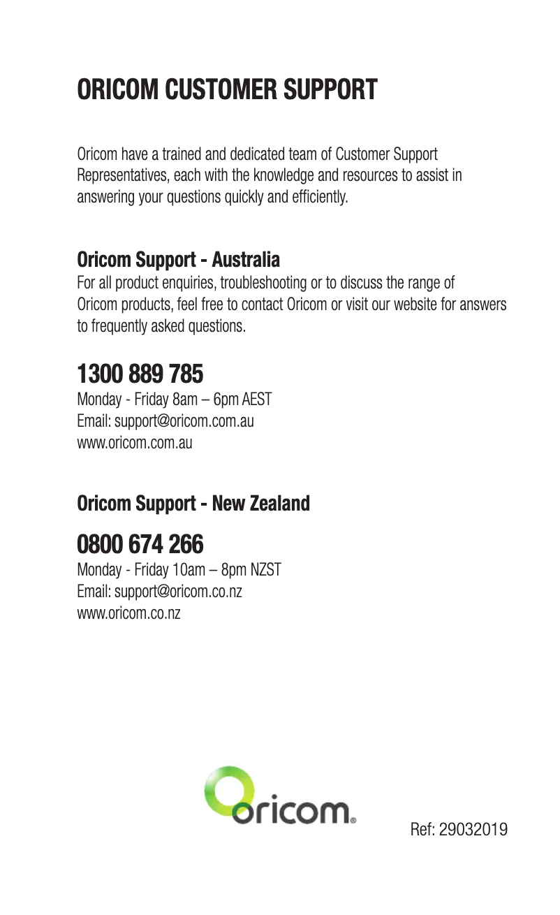 Page 1 de la notice Manuel utilisateur Oricom PMR795