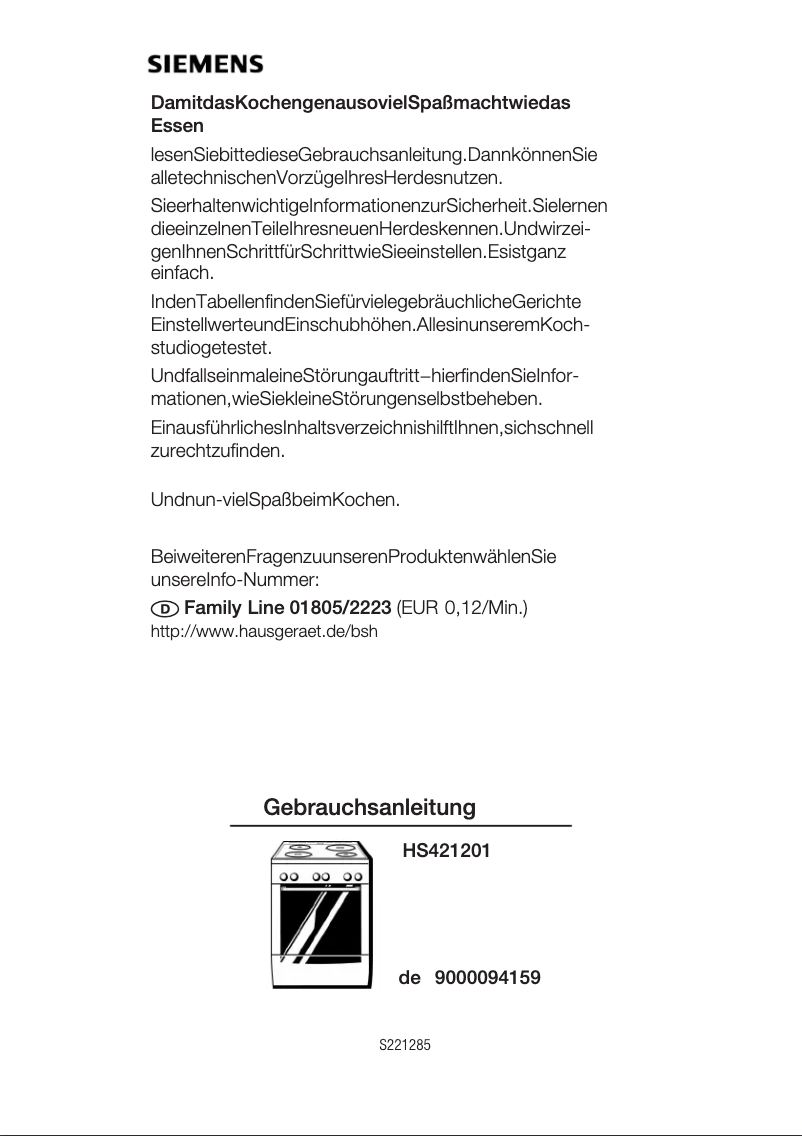 Page 1 de la notice Manuel utilisateur Siemens HS421201