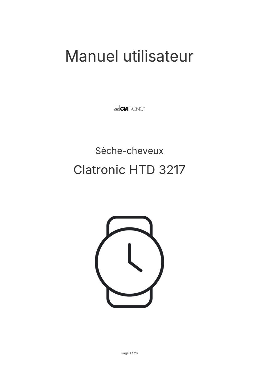 Image de la première page du manuel de l'appareil HTD 3217
