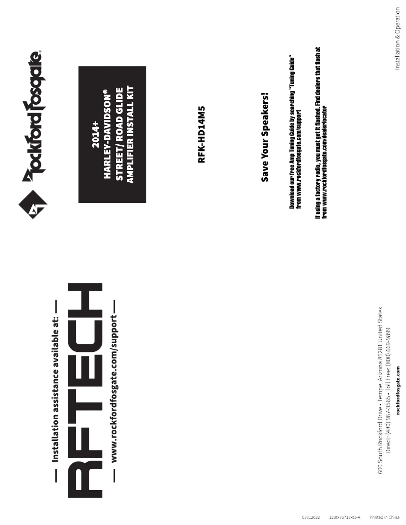 Page n°1 - Manuel utilisateur Rockford Fosgate RFK-HD9813M5