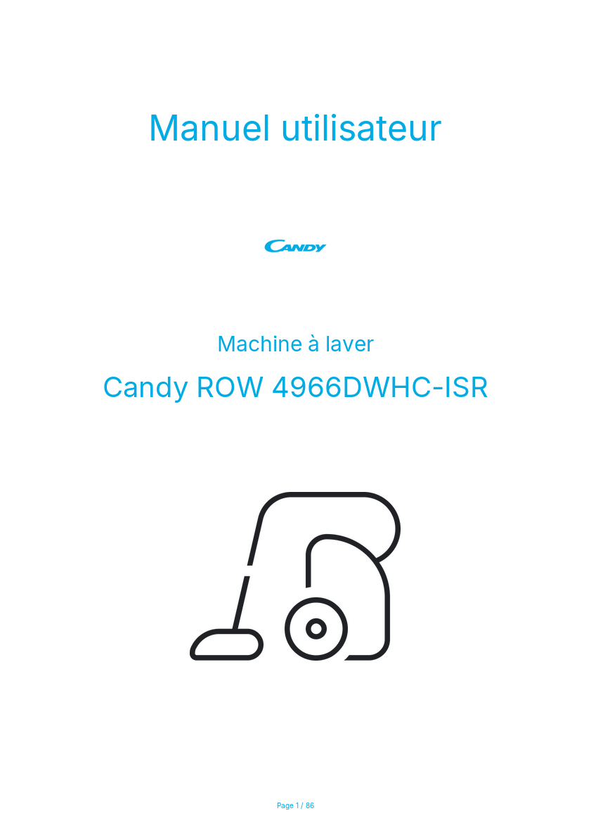 Page n°1 - Manuel utilisateur Candy ROW 4966DWHC-ISR