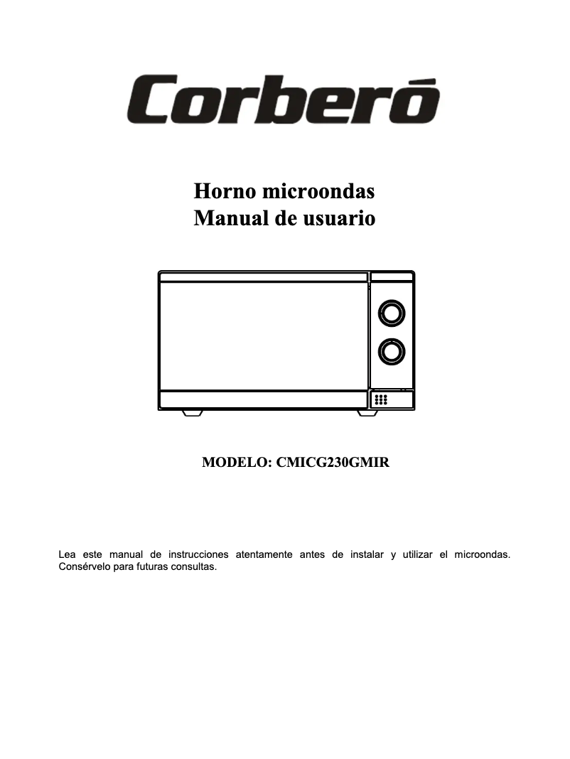 Image de la première page du manuel de l'appareil CMICG230GMIR