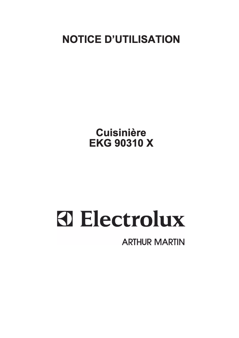Page n°1 - Manuel utilisateur Arthur Martin-Electrolux EKG90310K