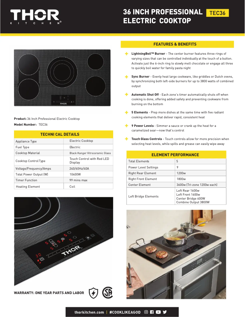Page n°1 - Fiche technique Thor TEC36