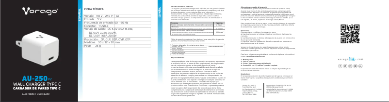 Page 1 de la notice Manuel utilisateur Vorago AU-250 V2