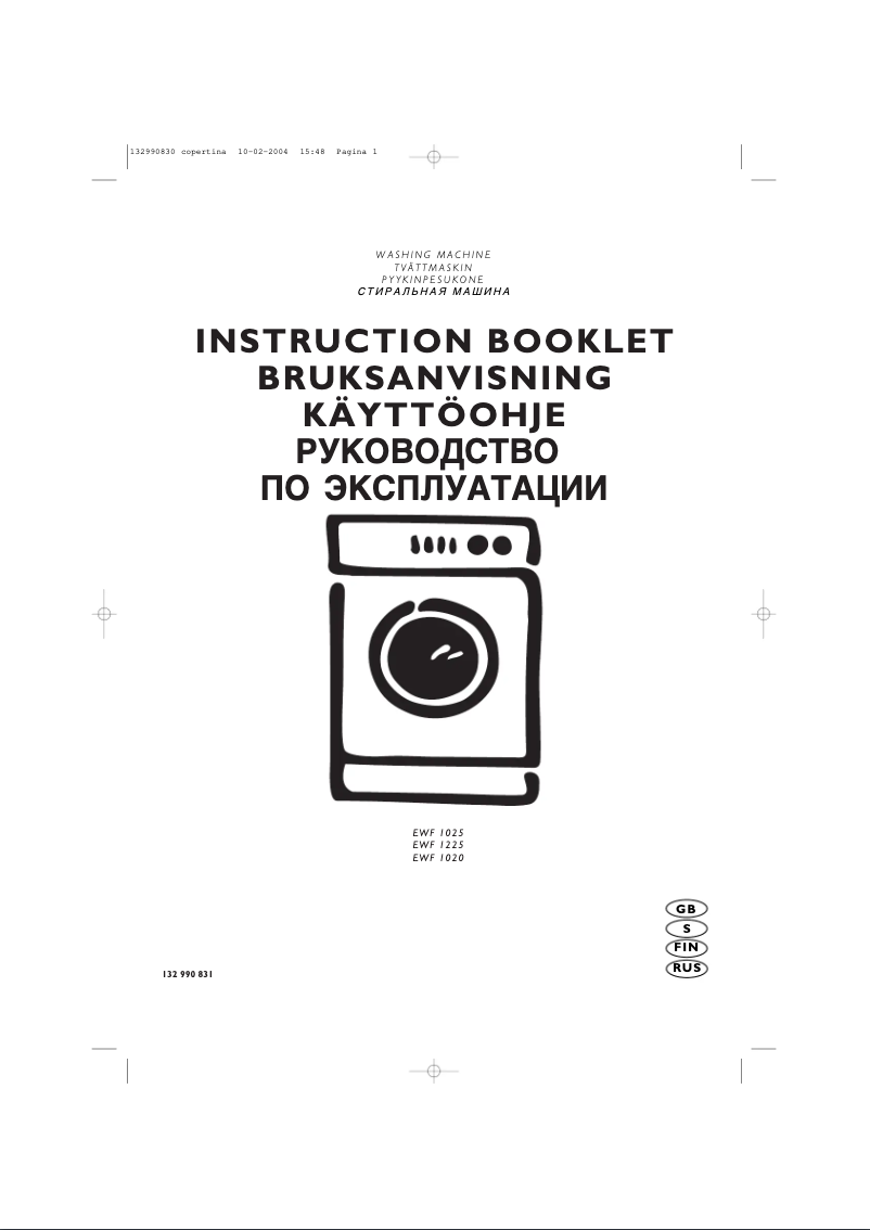 Page n°1 - Manuel utilisateur Electrolux EWF1225
