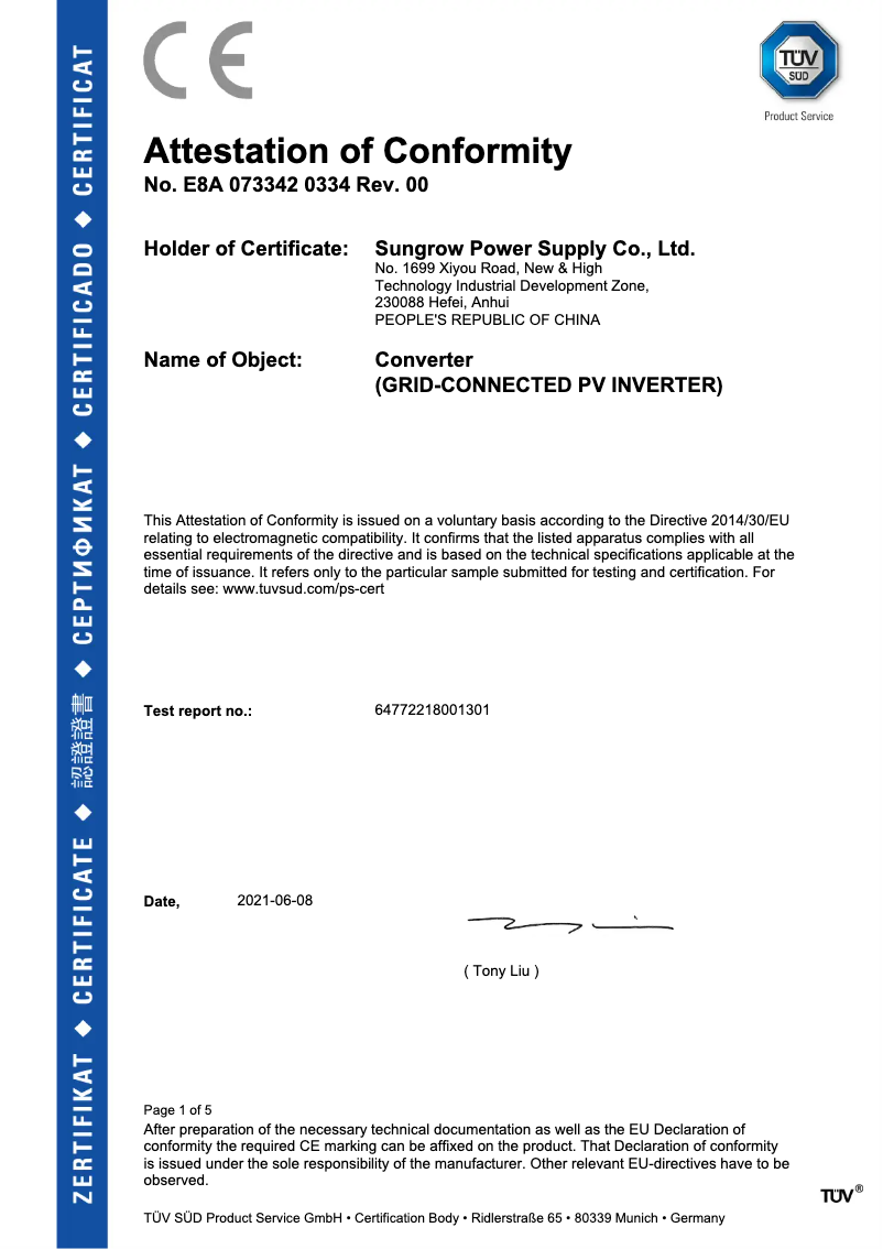 Página 1 del manual Guía de instalación Sungrow SG2.0RS-S