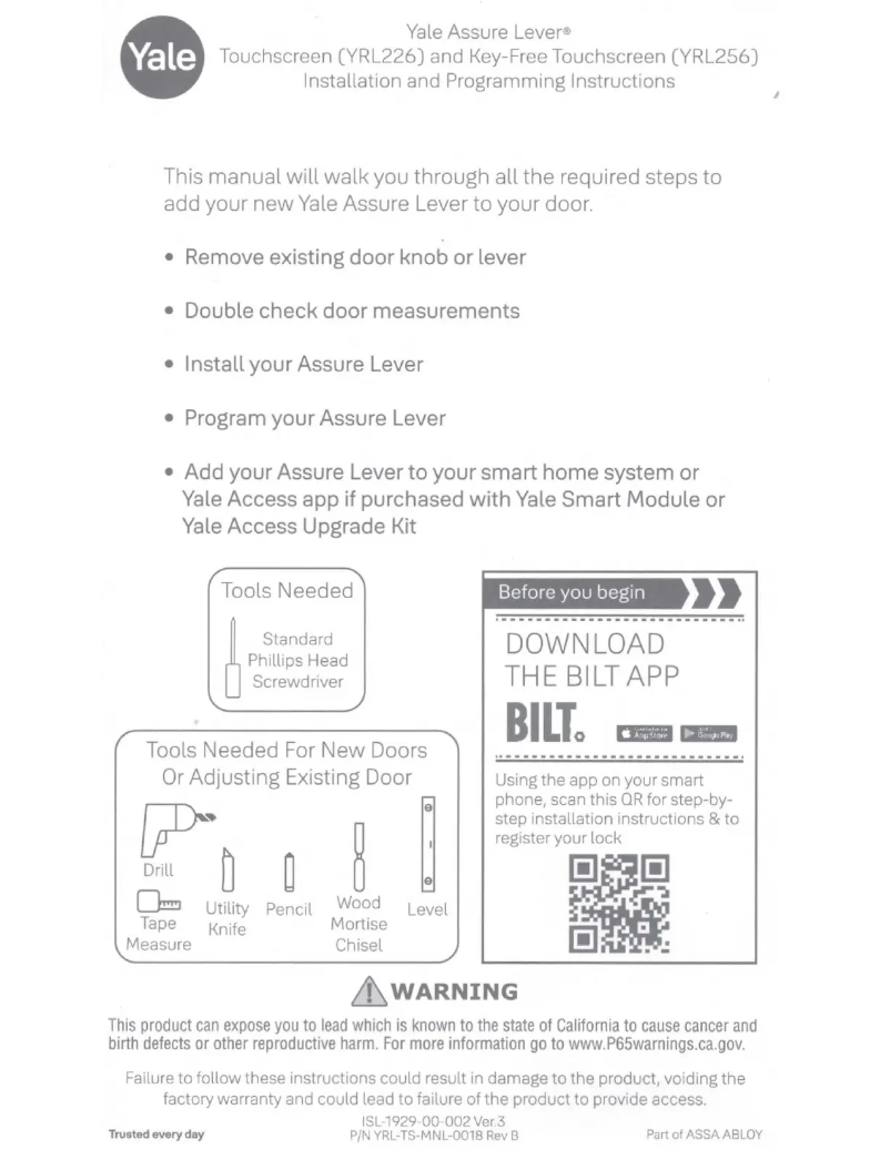 Page 1 de la notice Manuel utilisateur Yale Assure Lever