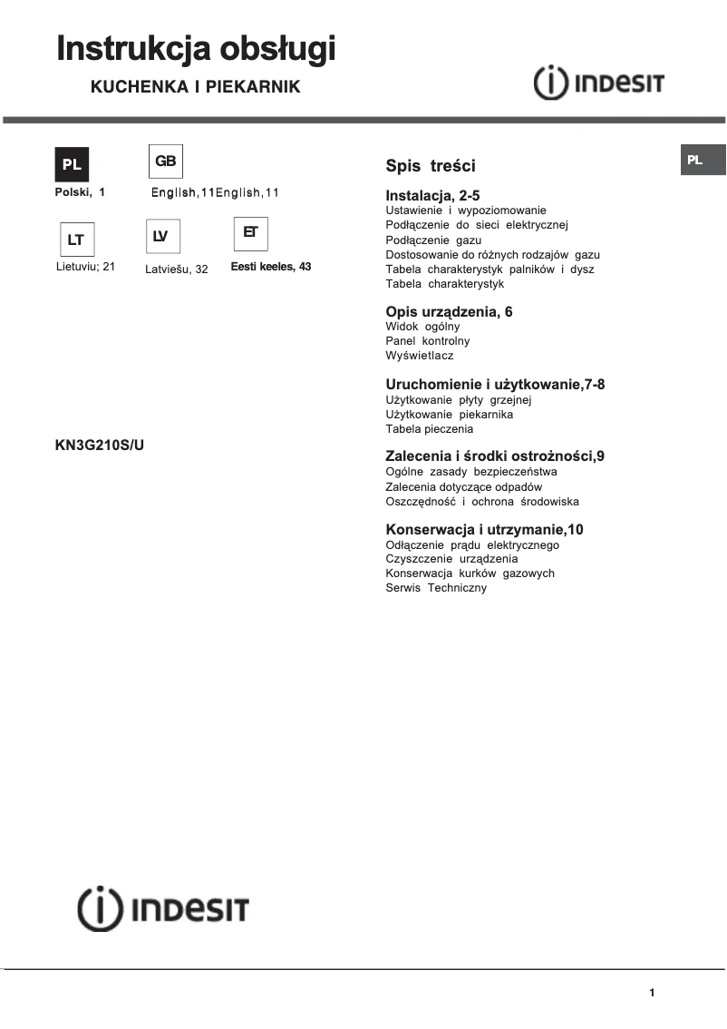 Page 1 de la notice Manuel utilisateur Indesit KN3G210S(W)/U