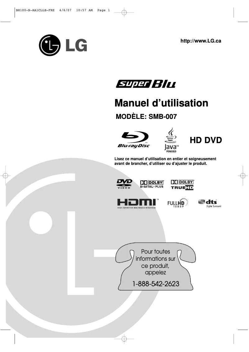 Page n°1 - Manuel utilisateur LG SMB-007