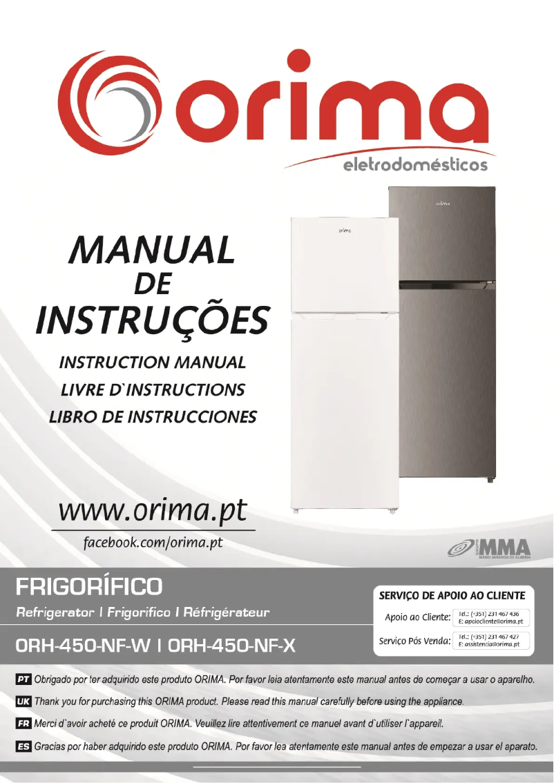 Page 1 de la notice Manuel utilisateur Orima ORH-450-NF-X