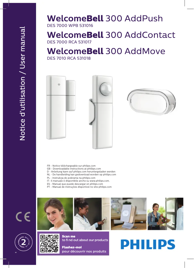 Page 1 de la notice Manuel utilisateur Philips WelcomeBell 300 AddPush