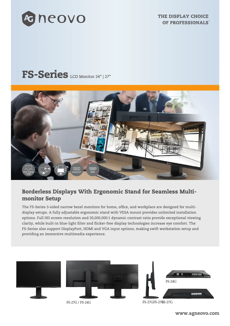 Page 1 de la notice Fiche technique AG Neovo FS-24G
