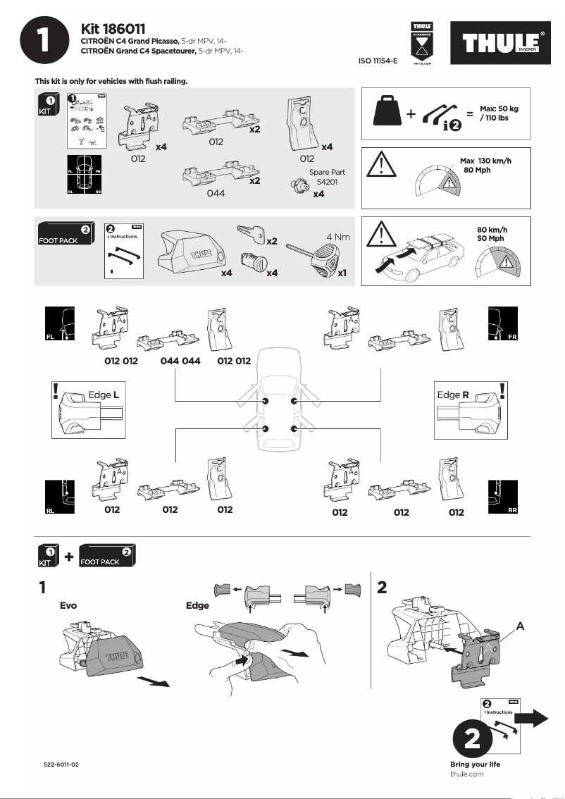 Page 1 de la notice Manuel utilisateur Thule Kit 186011