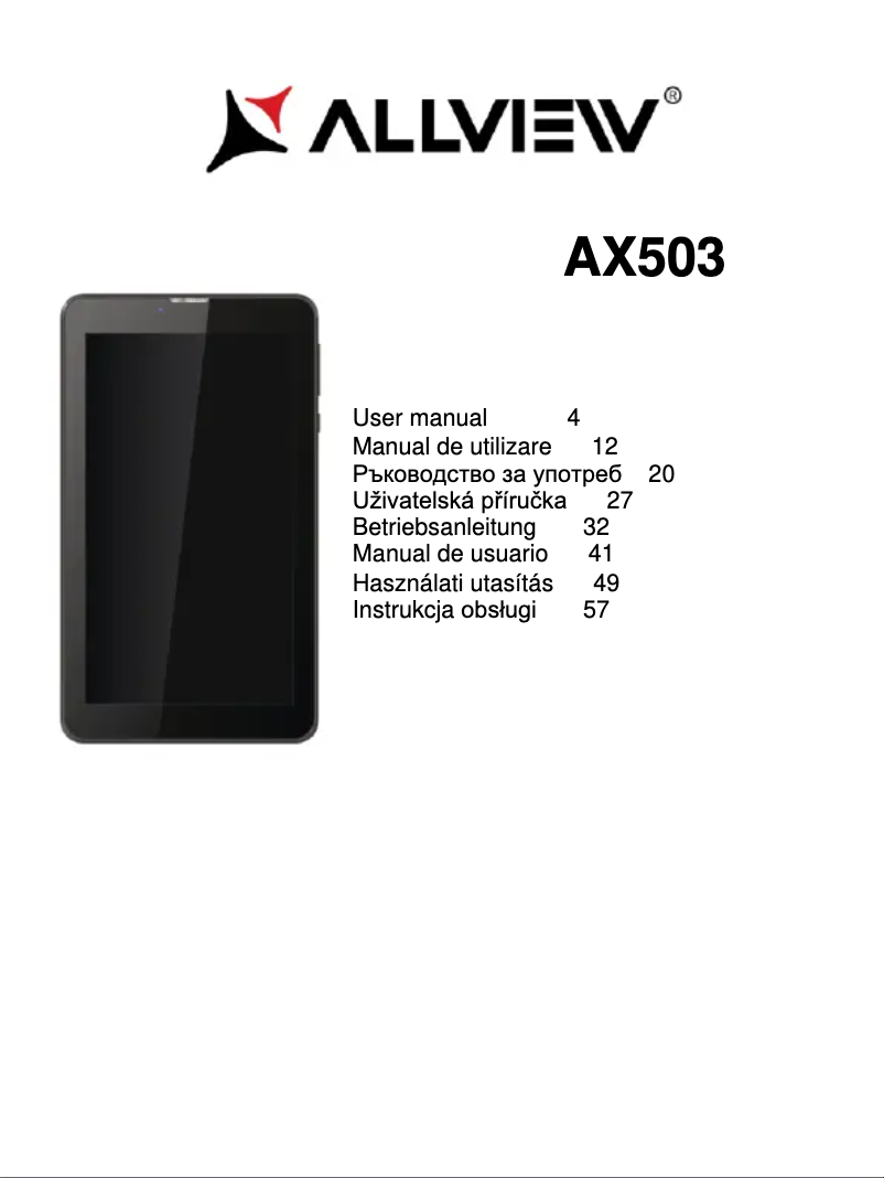 Page n°1 - Manuel utilisateur Allview AX503