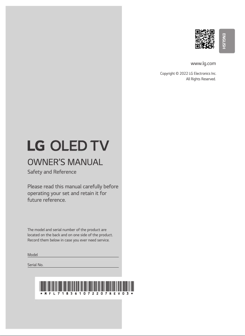 Page n°1 - Manuel utilisateur LG OLED55A2RLA