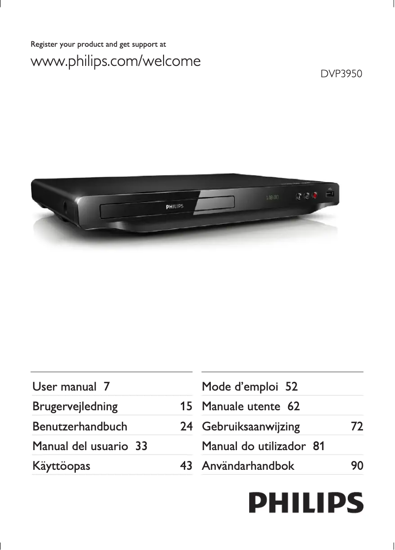 Page 1 de la notice Manuel utilisateur Philips DVP3950