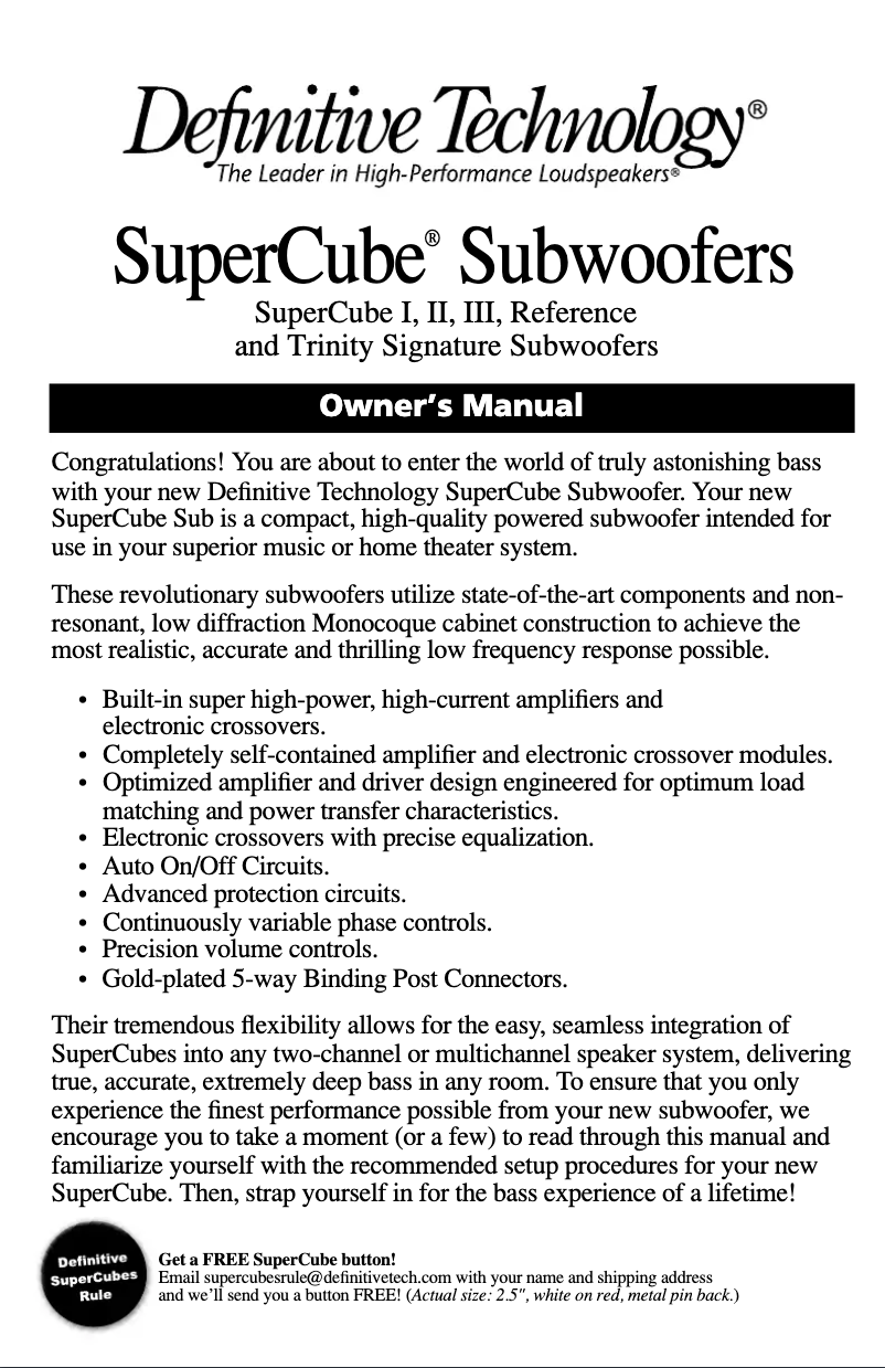 Image de la première page du manuel de l'appareil SuperCube 2000