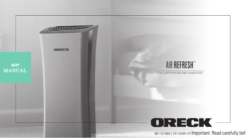 Page 1 de la notice Manuel utilisateur Oreck Air Refresh WK15500B