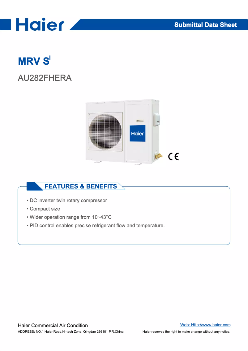 Image de la première page du manuel de l'appareil AU282FHERA