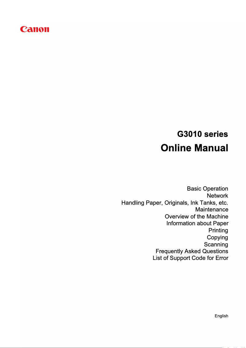 Page 1 de la notice Manuel utilisateur Canon PIXMA G3510