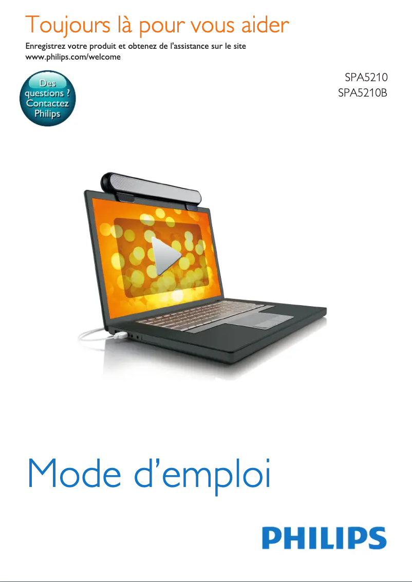 Page 1 de la notice Manuel utilisateur Philips SPA5210