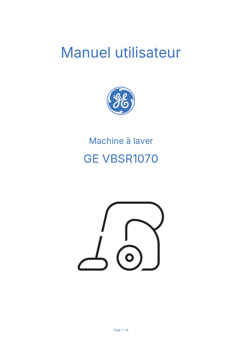 Image de la première page du manuel de l'appareil VBSR1070