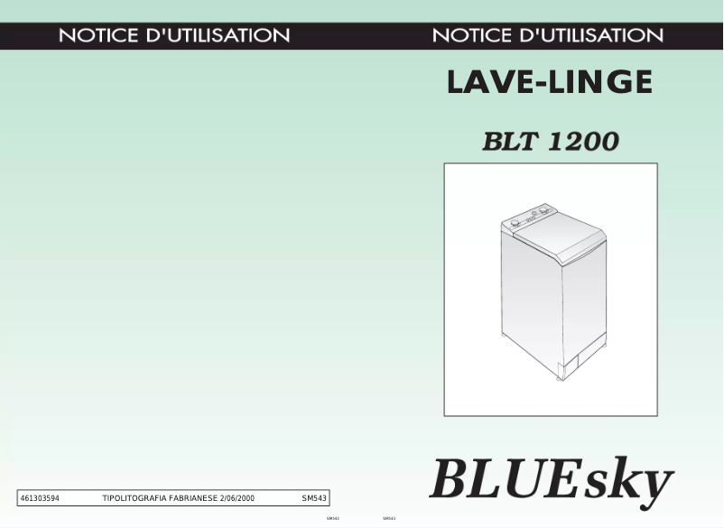 Page 1 de la notice Manuel utilisateur Bluesky BLT 1200