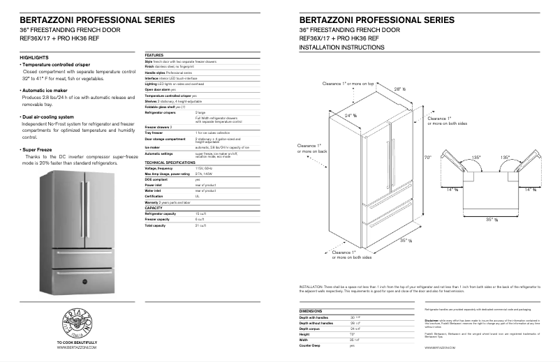 Image de la première page du manuel de l'appareil REF36X/17