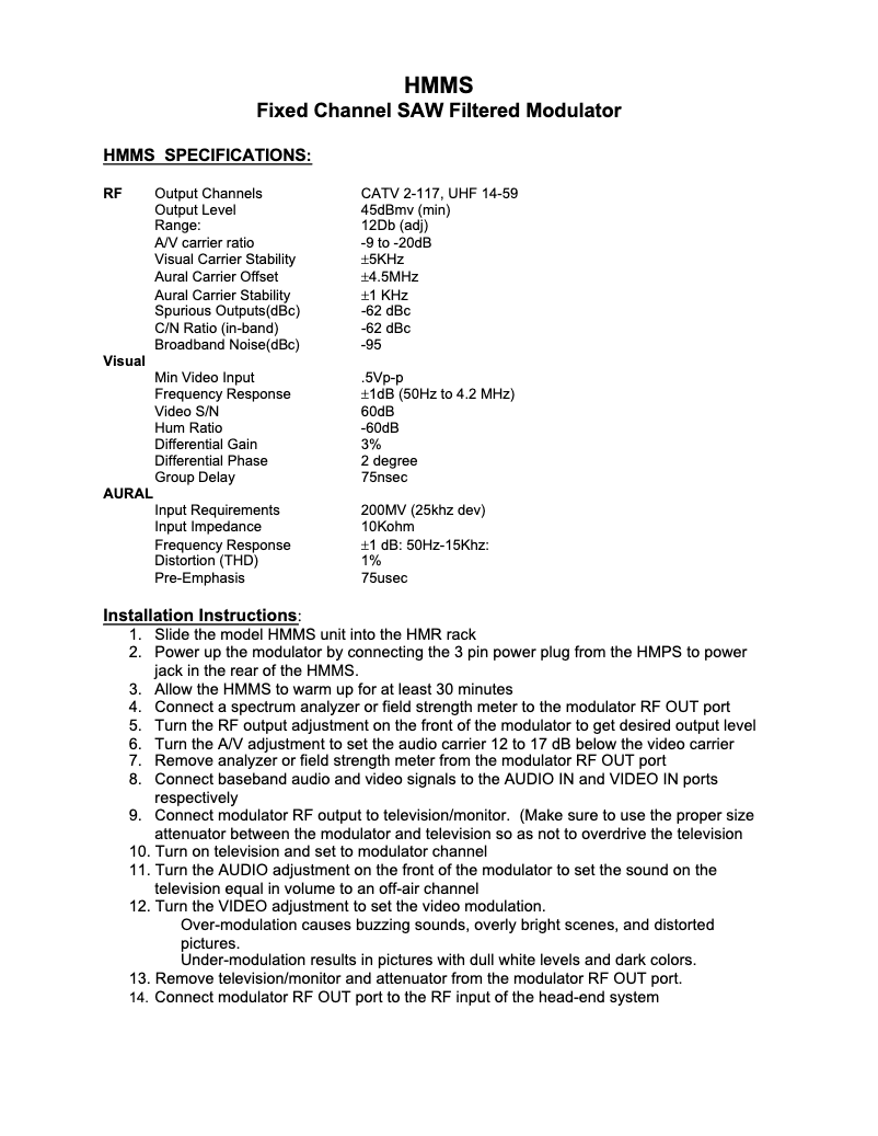Page 1 de la notice Manuel utilisateur Holland Electronics HMMS-5