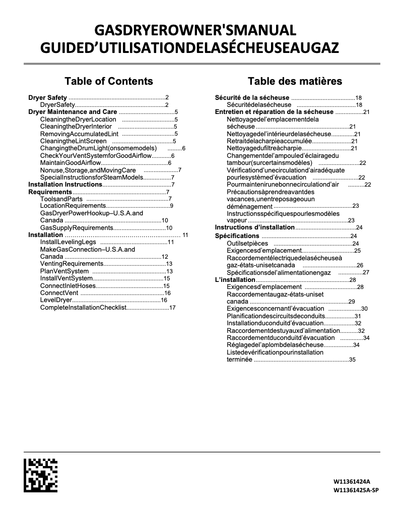 Page 1 de la notice Manuel utilisateur Maytag MGDC465HW