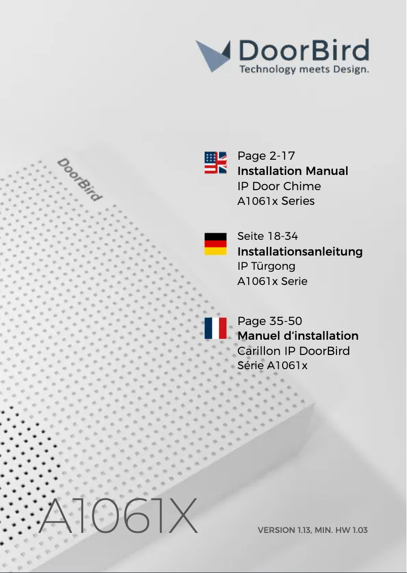 Image de la première page du manuel de l'appareil A1061X