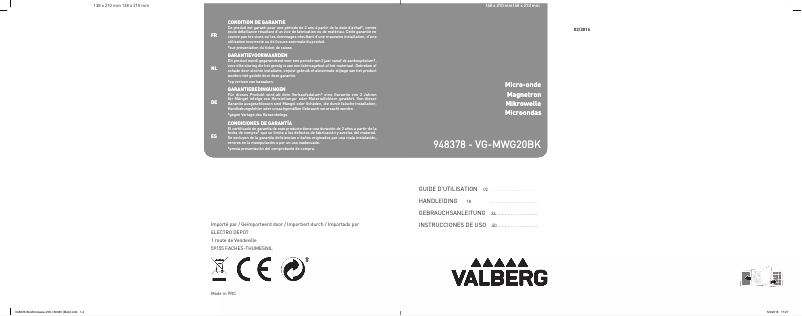 Página 1 del manual Manual de usuario Valberg VG-MWG20BK