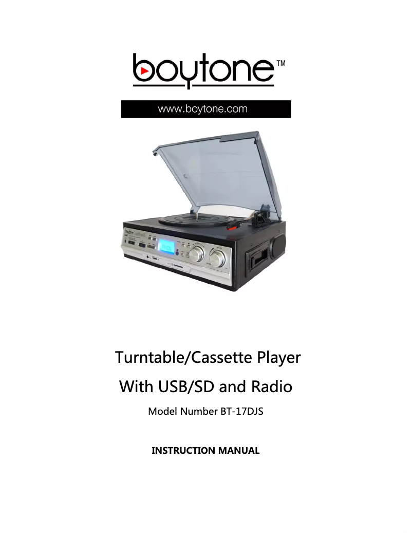 Page 1 de la notice Manuel utilisateur Boytone BT-17DJS