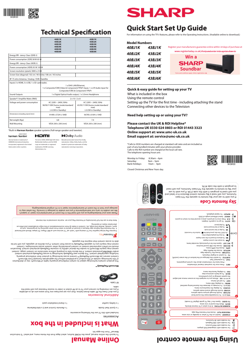 Page n°1 - Guide de démarrage rapide Sharp 40BJ4K