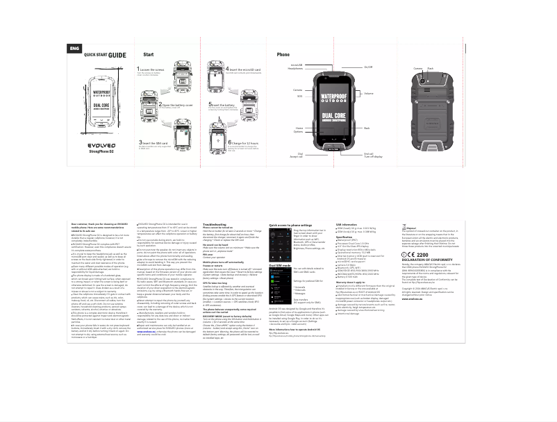Page n°1 - Manuel utilisateur Evolveo StrongPhone D2