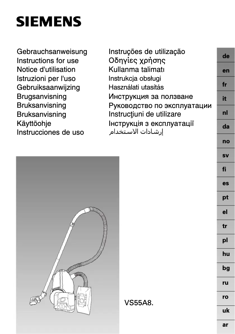 Page 1 de la notice Manuel utilisateur Siemens VS59E80